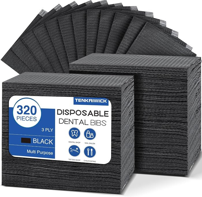 320 Pack Disposable Dental Bibs 13"x18", 3-Ply Waterproof Tattoo Bibs Sheet for Nail Salon, Denta... | Amazon (US)