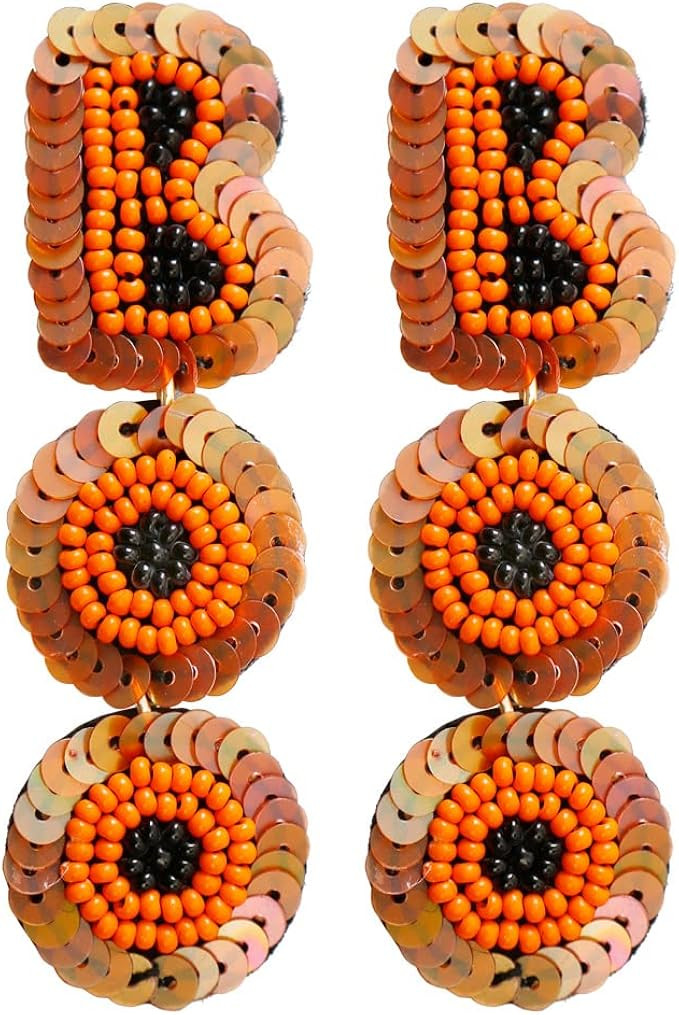 Tangduner Halloween Earrings Beaded Dangle Earrings for Women Funny Gothic Statement Earrings Han... | Amazon (US)