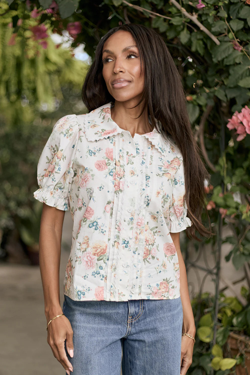 Sophia Blouse in Countryside Peony Blossom | Ivy City Co