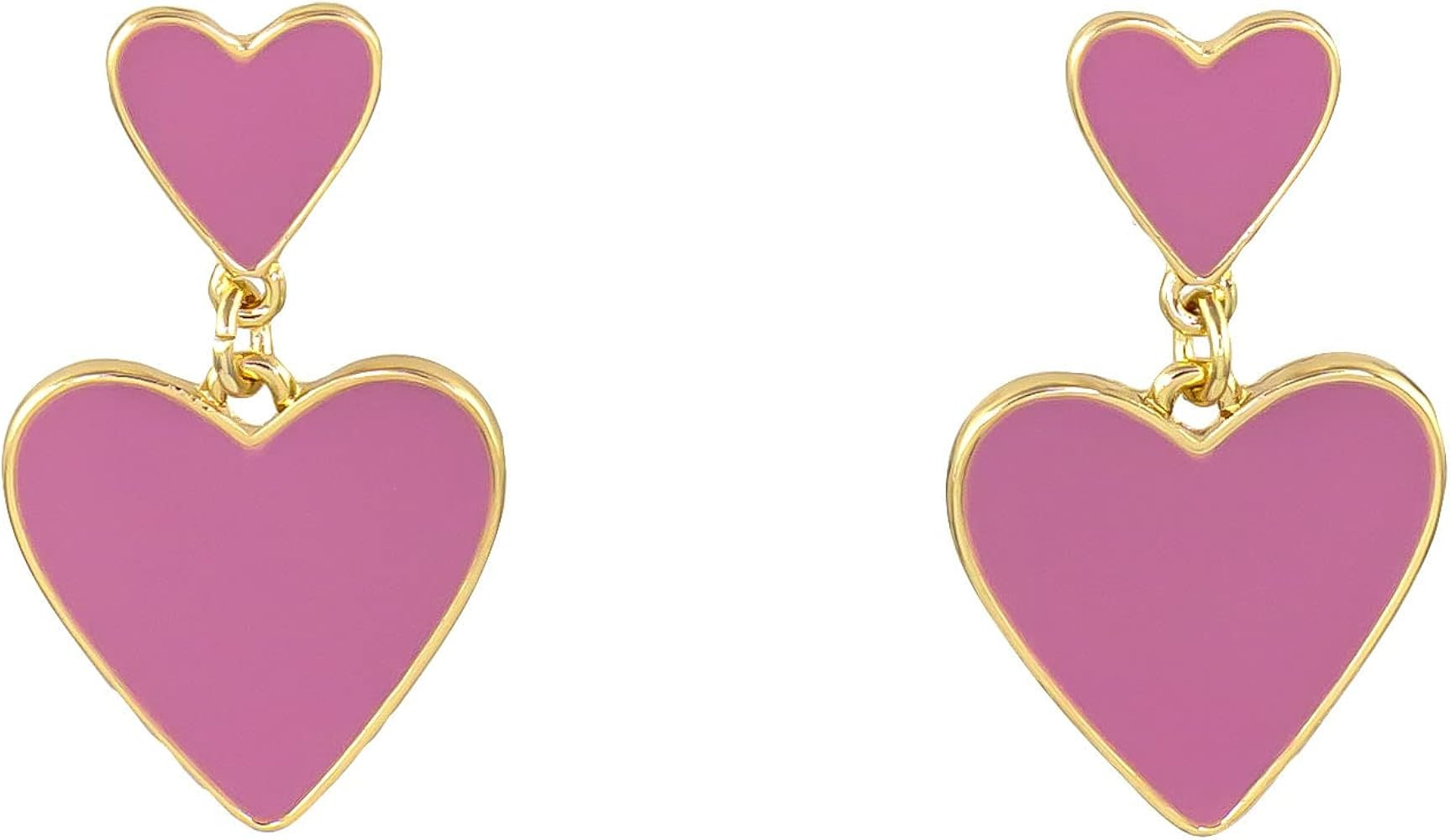 Laura Ashley Womens Jewelry Gold Beige and Pink Enamel Heart Drop Dangle Earrings | Amazon (US)