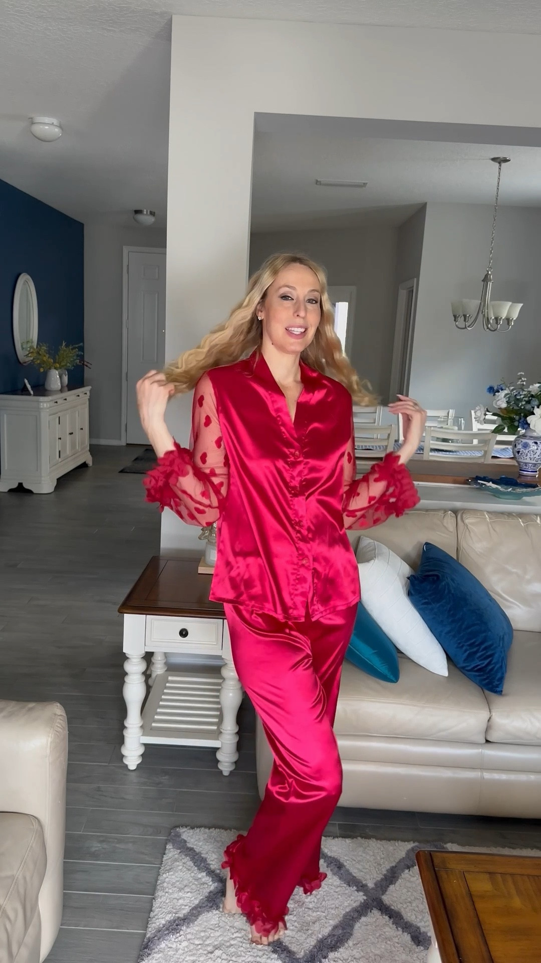 Red heart satin pajama
❤️ the pajama set to wear when you want to be extra cute 
❤️no stretch except in the waist of the pants 
❤️ I am wearing size small, fits true to size, I am 5’10”
❤️ SHEIN fashion, SHEIN under $50 find

#LTKTall