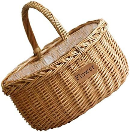 Garneck Rattan Woven Storage and Shopping Hamper Baskets with Handle and Liner Handmade Wicker Willo | Amazon (US)