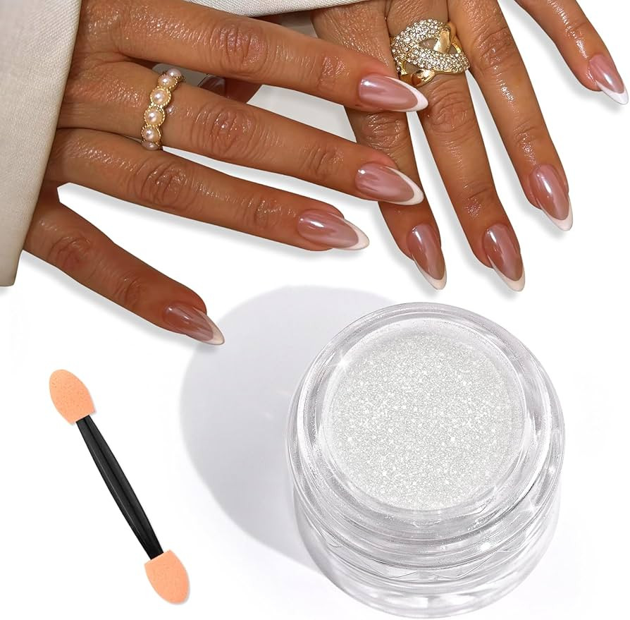 SAVILAND White Pearl Chrome Nail Powder: 1g Metallic Mirror Effect Unicorn Chrome Powder Iridesce... | Amazon (US)