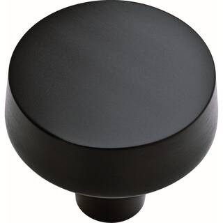 Soft Modern 1-3/8 in. (38 mm) Matte Black Round Cabinet Knob | The Home Depot