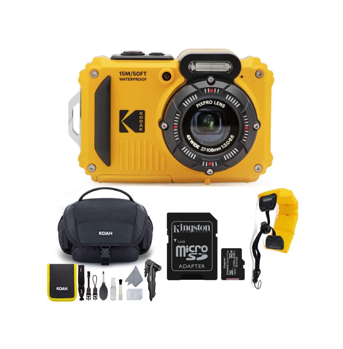 Kodak Pixpro WPZ2 Rugged Waterproof 16MP Digital Camera with Accessory Bundle - Yellow | Macy's