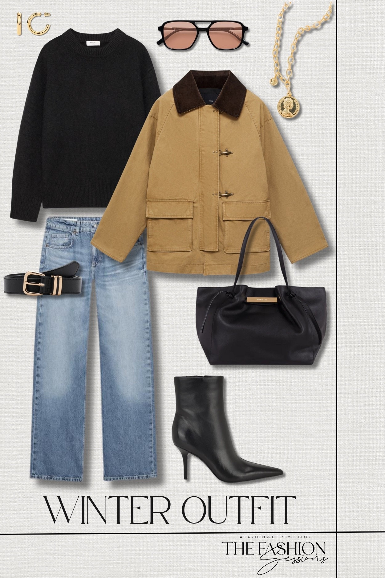 Winter outfit inspo:
oversized barn jacket with contrasting collar | mongolian cashmere crewneck sweater | mid-rise wide leg jeans | ohmy dress leather ankle booties | black leather shopper bag | black leather belt | gold hoop earrings | retro aviator sunglasses | golden medallion necklace | ootd | style tips | winter outfit | casual outfit


#LTKSaleAlert #LTKOver40 #LTKootd