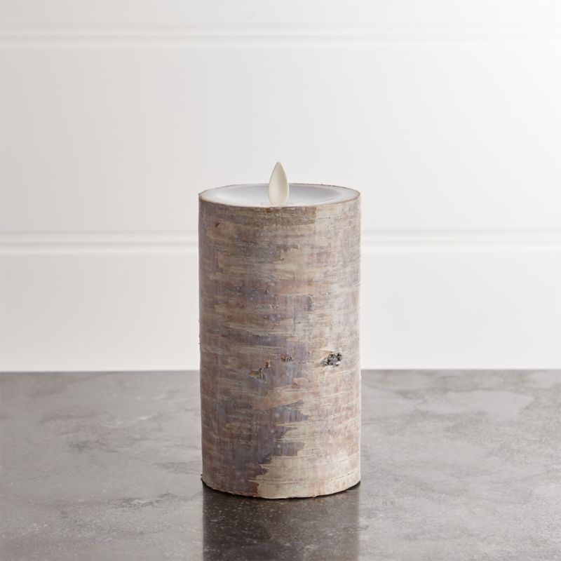 White Birch 3x6 Flameless Pillar Candle | Crate & Barrel