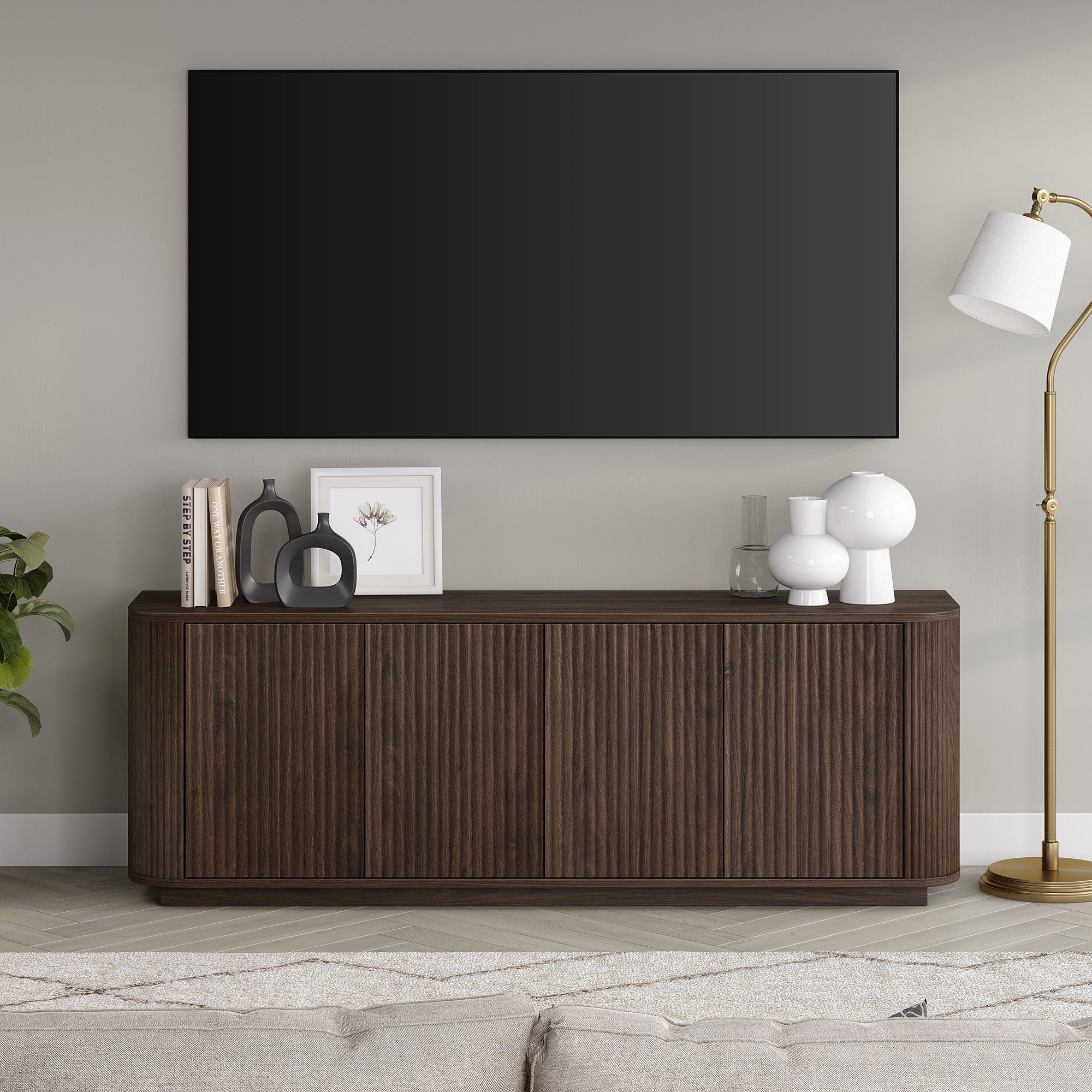 Evelyn&Zoe Canton Transitional TV Stand For TVs up to 75", Alder Brown | Walmart (US)