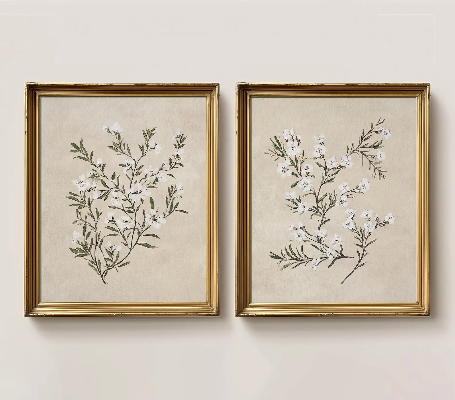 Botanical Art Set of 2 | White Floral Print | Neutral Floral Wall Art | Vintage Nursery Printable... | Etsy (Global)