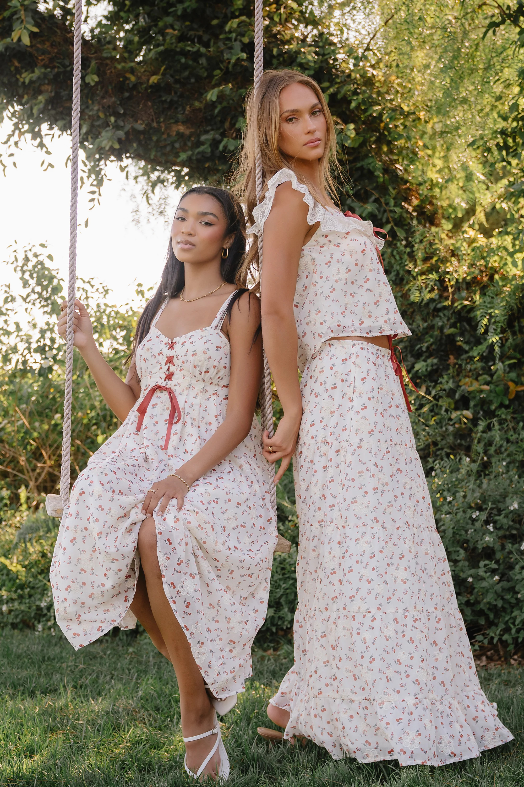 Charley Floral Midi Dress in Red | Böhme US