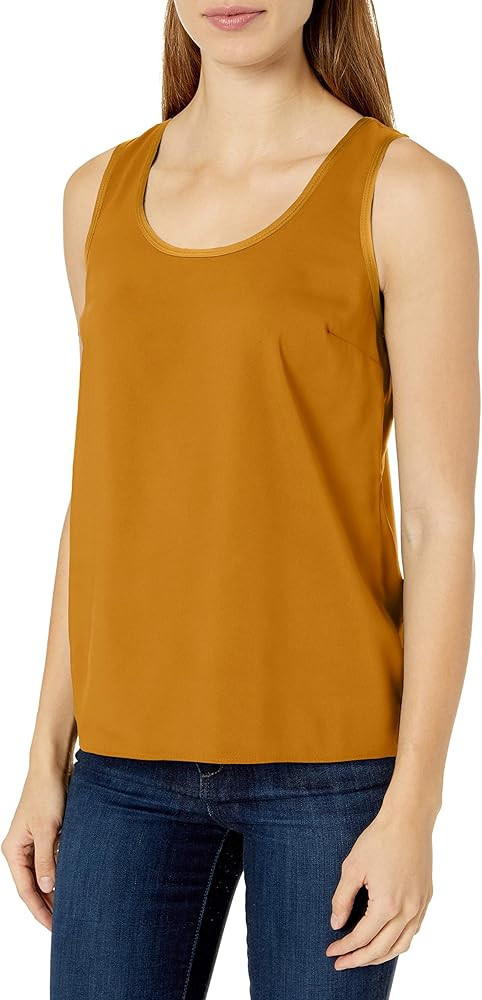 Amazon Brand - Lark & Ro Women's Sleeveless Satin Trim Woven Tank Top | Amazon (US)