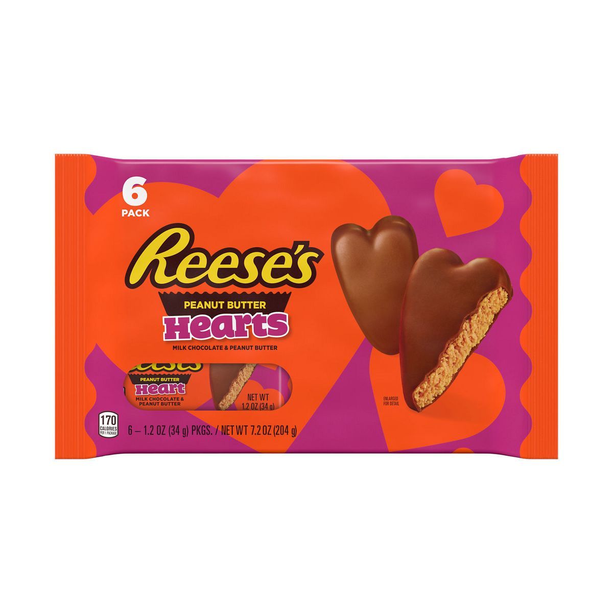 Reese's Valentine's Day Candy Peanut Butter Hearts - 7.2oz/6ct | Target