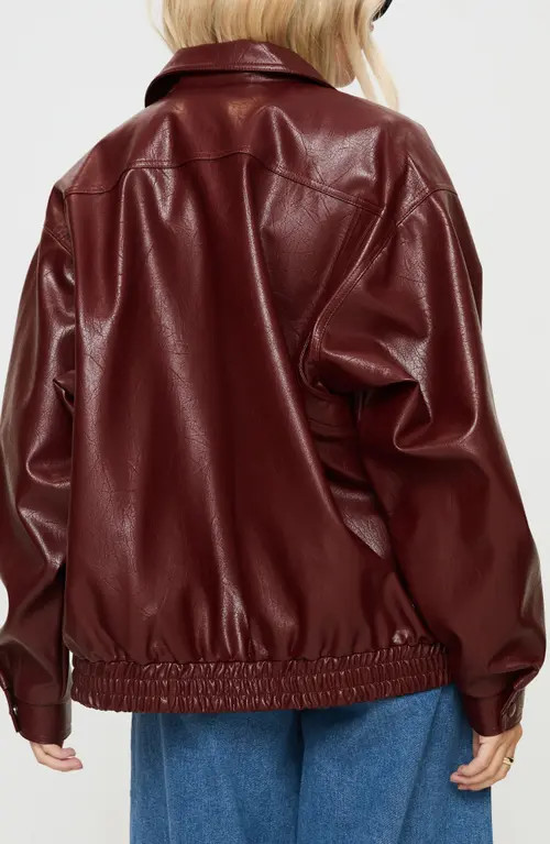 Princess Polly Devija Oversize Faux Leather Jacket in Burgundy at Nordstrom, Size 2 | Nordstrom