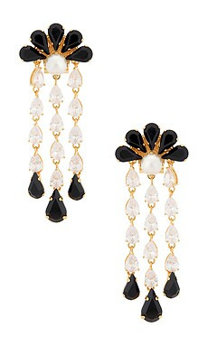 Anton Heunis Cascade Earrings in Black, Crystal & Gold from Revolve.com | Revolve Clothing (Global)