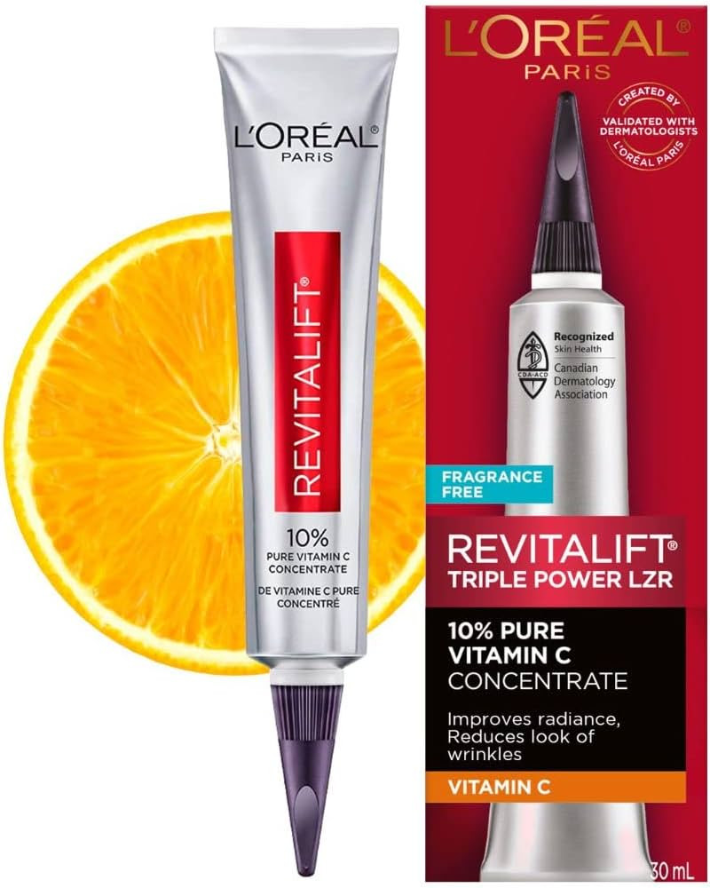 L'Oreal Paris Revitalift 10% Pure Vitamin C Face Serum for Brighter Skin & Reduced Wrinkles, Frag... | Amazon (US)