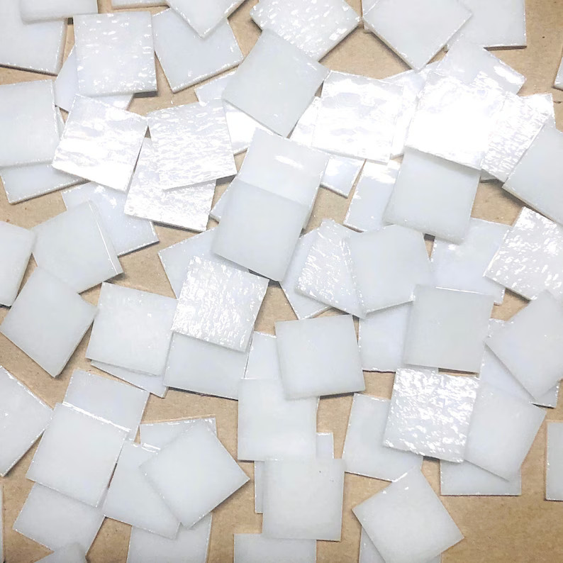 3/4" Opaque White Stained Glass Mosaic Tiles | Etsy (US)