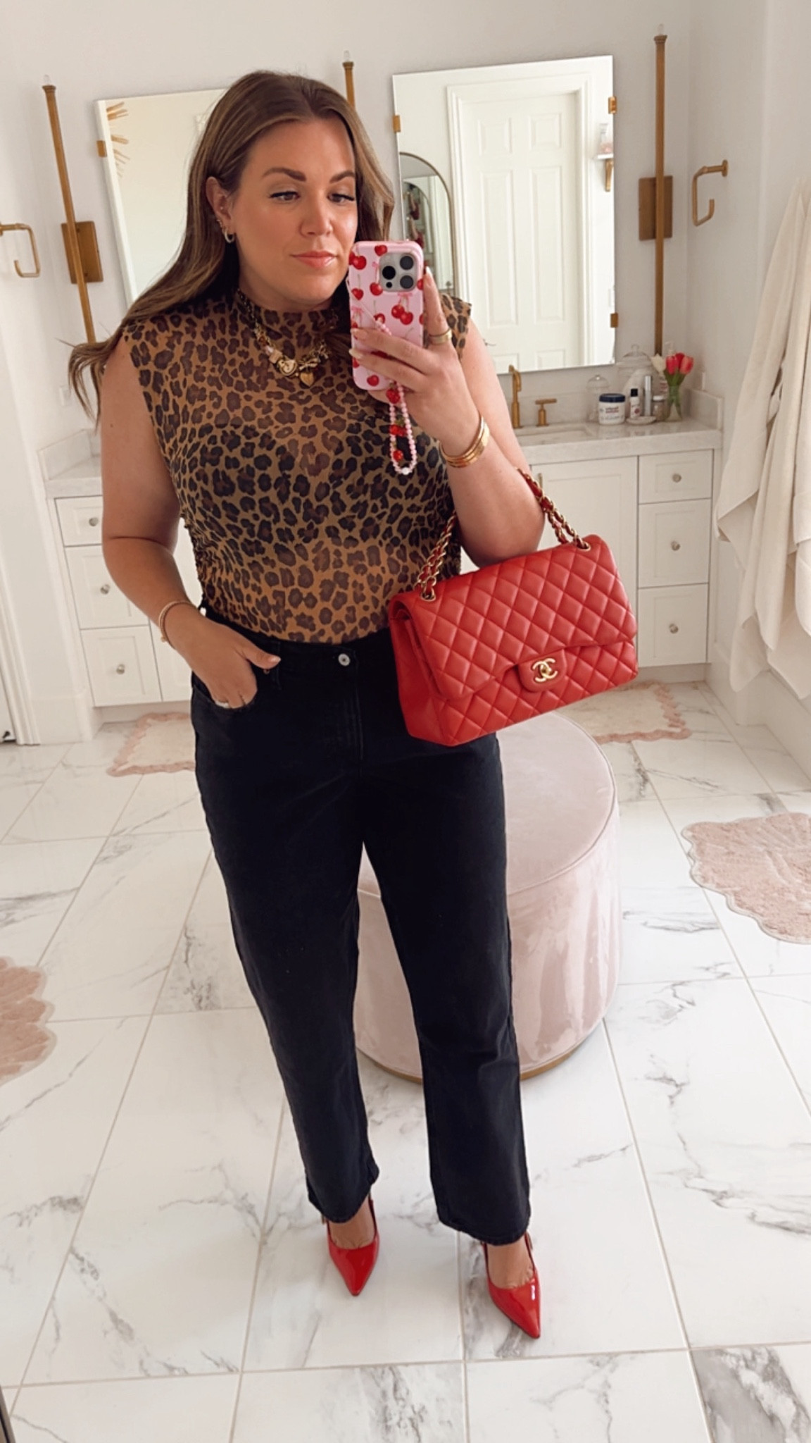 curvy leopard, black, and red going out look! wearing size xl in mesh top (could have taken the large, lots of stretch!) and size 32 in 90s mid rise straight black denim 

#LTKFindsUnder100 #LTKSeasonal #LTKMidsize