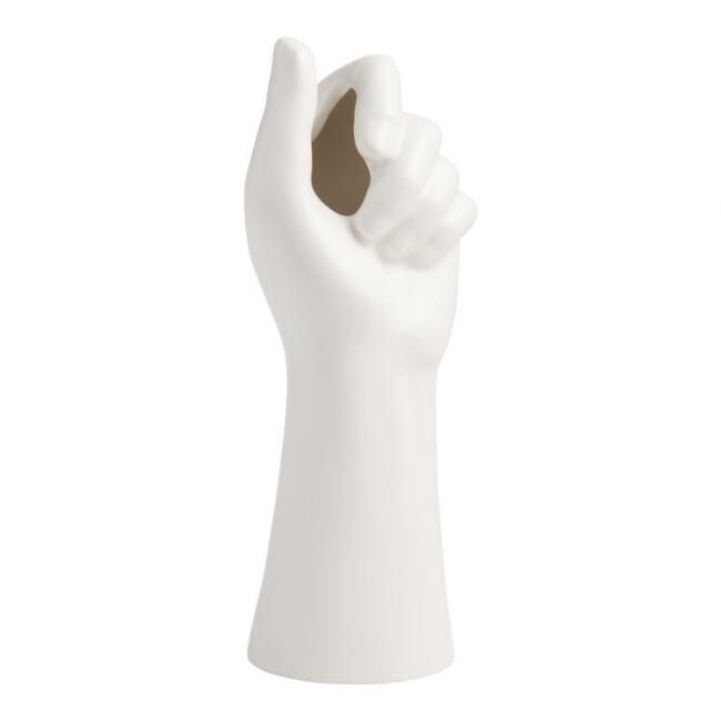 White Ceramic Hand Vase | World Market