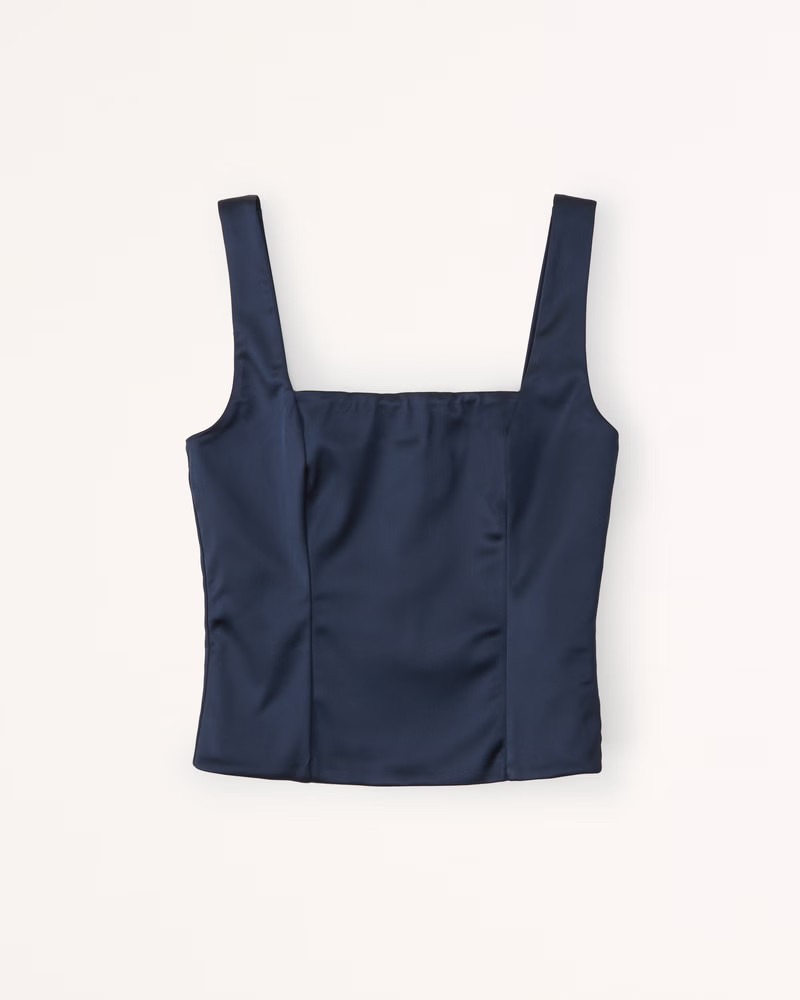 Satin Sculpt Squareneck Top | Abercrombie & Fitch (US)