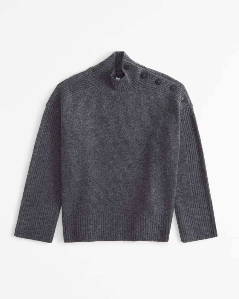 Button Detail Mockneck Sweater | Abercrombie & Fitch (US)