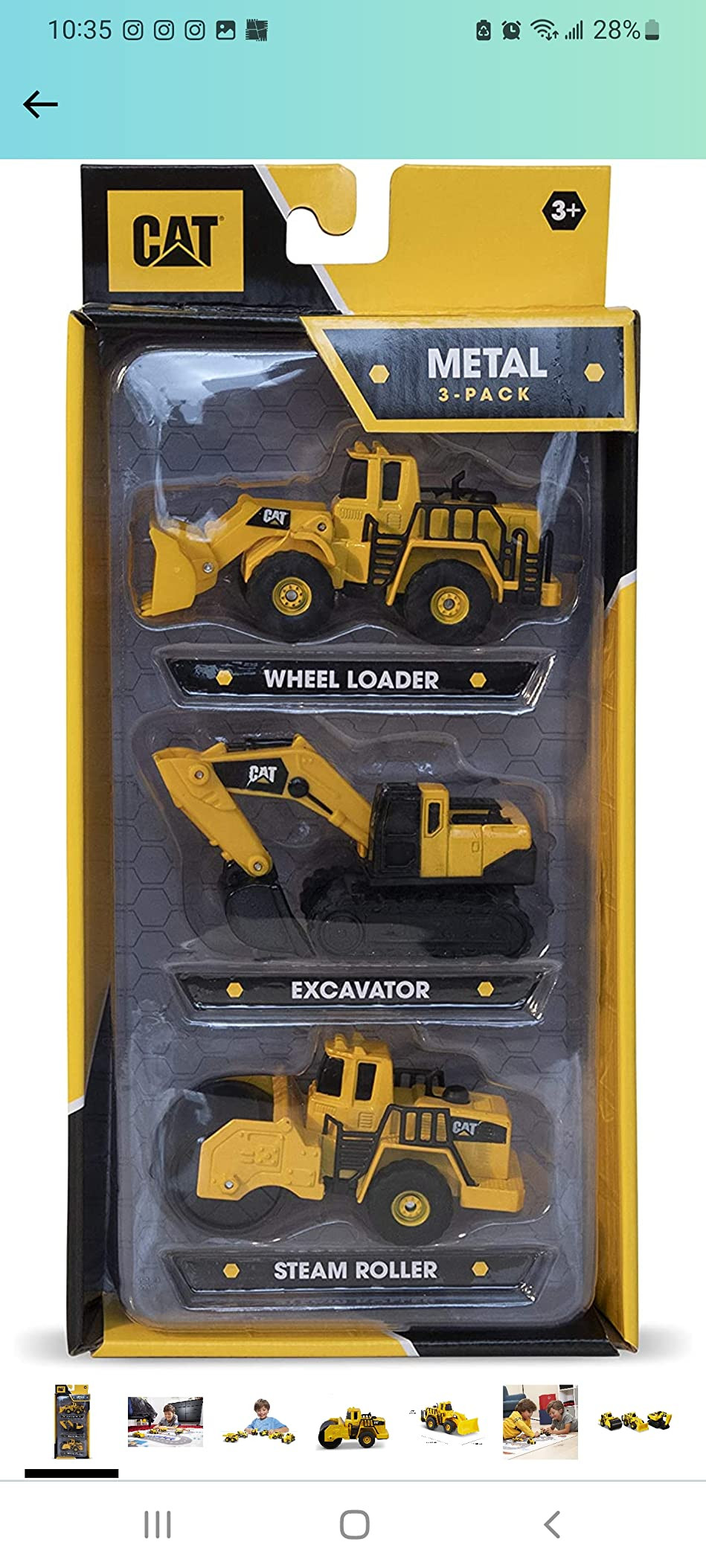 CAT Construction Toys CAT Construction Die Cast Metal 3 Pack Vehicles - Steam Roller/Excavator/Wh... | Amazon (US)