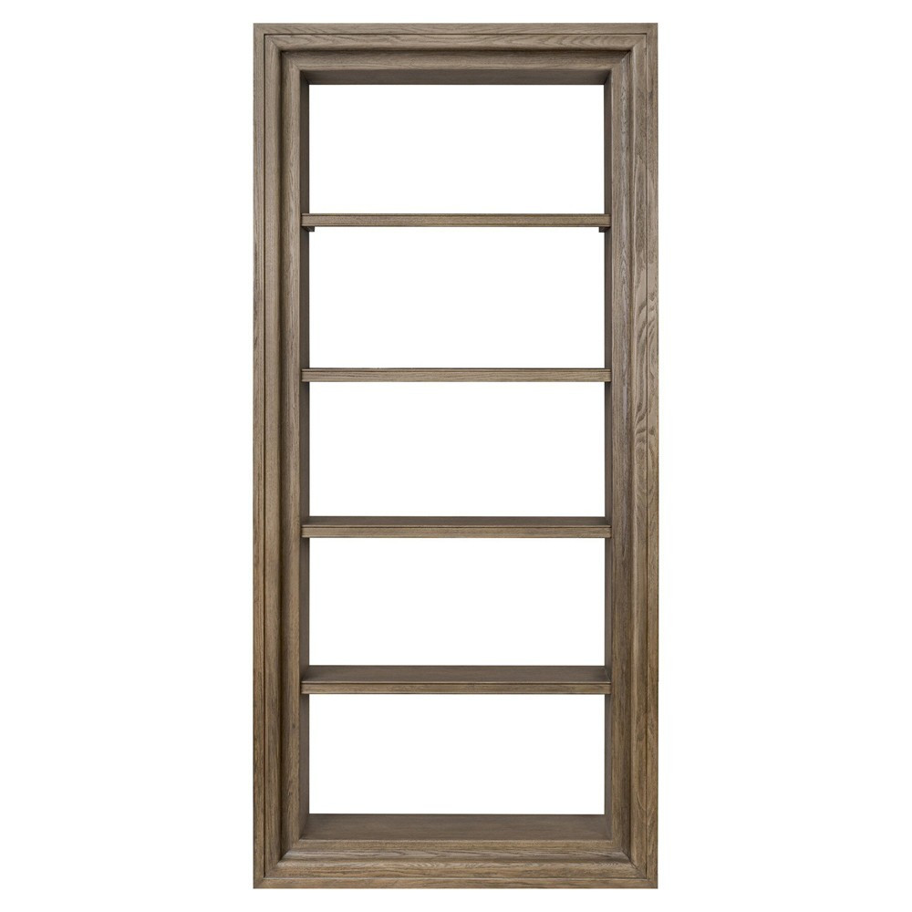 Alaina Updated Traditional Brown Oak Wood Bookcase | Kathy Kuo Home