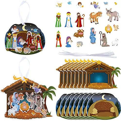 16 Sets Religious Crafts Nativity Stickers Make a Nativity Scene Sticker Ornament Christmas Tree ... | Amazon (US)