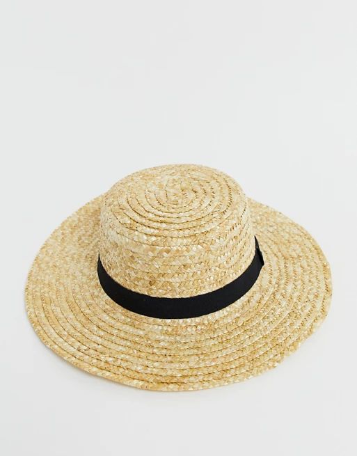 South Beach Straw Boater Hat with Black Band | ASOS US