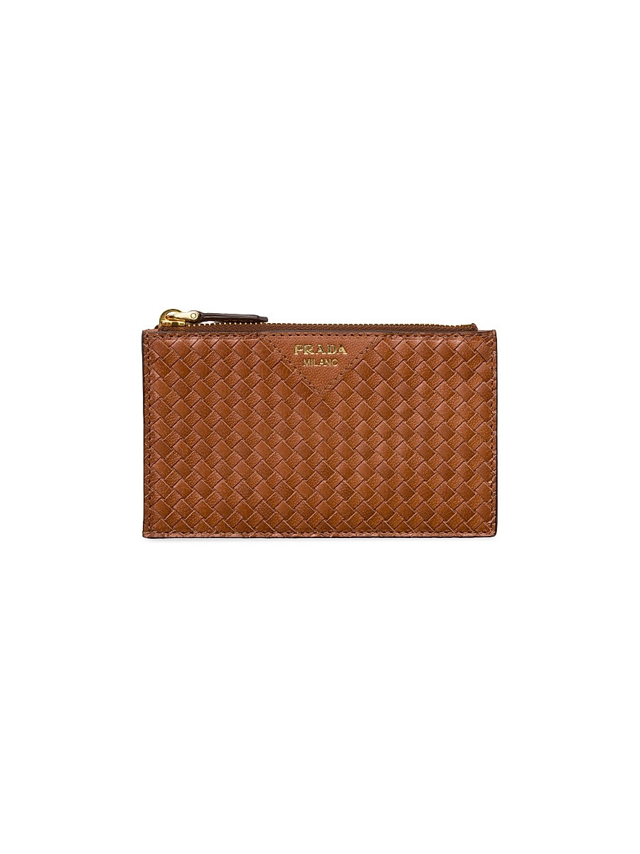 Women's Woven Madras Leather Card Holder - Brown | Saks Fifth Avenue