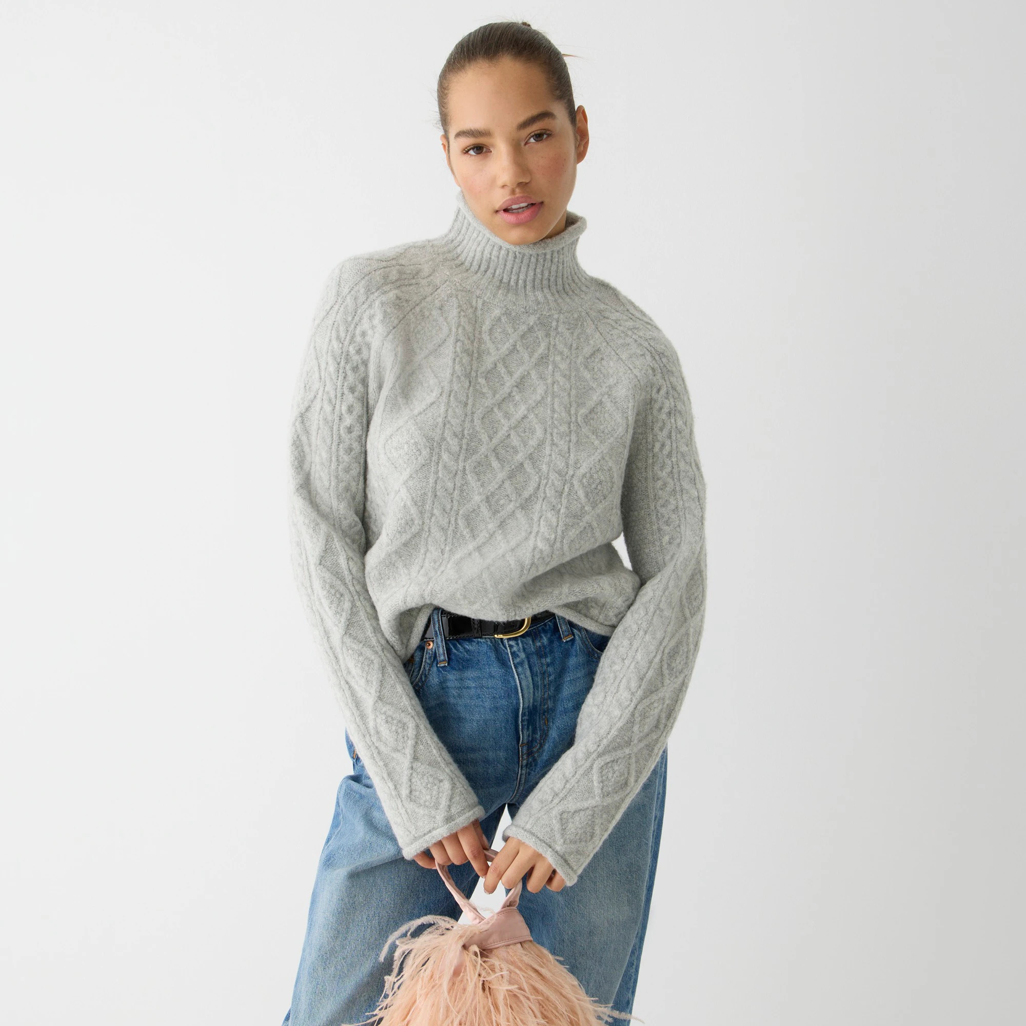 Cable-knit rollneck sweater | J. Crew US