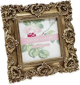 Laura Ashley 4x4 Gold Ornate Textured Hand-Crafted Resin Picture Frame with Easel & Hook for Tabl... | Amazon (US)