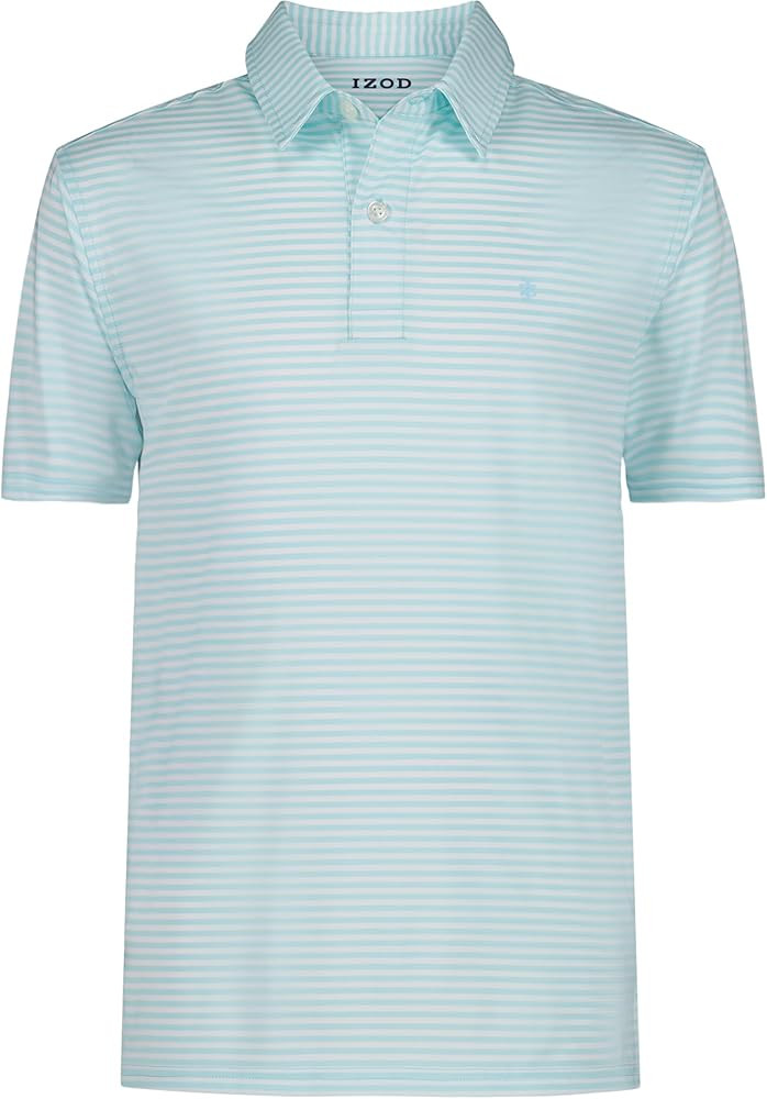 Izod Boys' Performance Golf Grid Short Sleeve Stretch Collared Polo Shirt | Amazon (US)