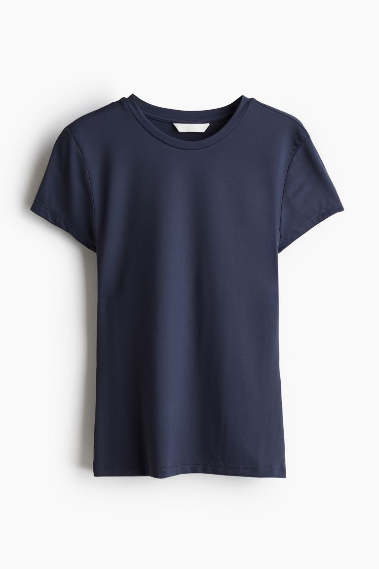 Nauwsluitend T-shirt van micro - Marineblauw - DAMES | H&M NL | H&M (DE, AT, CH, NL, FI)
