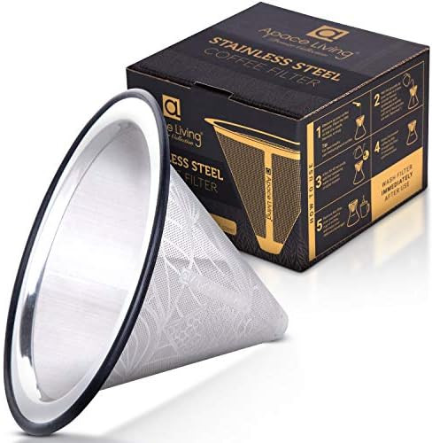 Amazon.com: Apace Living Pour Over Coffee Filter - Wide Metal Base Reusable Stainless Steel Coffe... | Amazon (US)