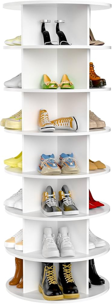 Amazon.com: Rosedate Rotating Shoe Rack Tower, 7-Tier Spinning Shoe Rack, Free Standing 360° Rev... | Amazon (US)