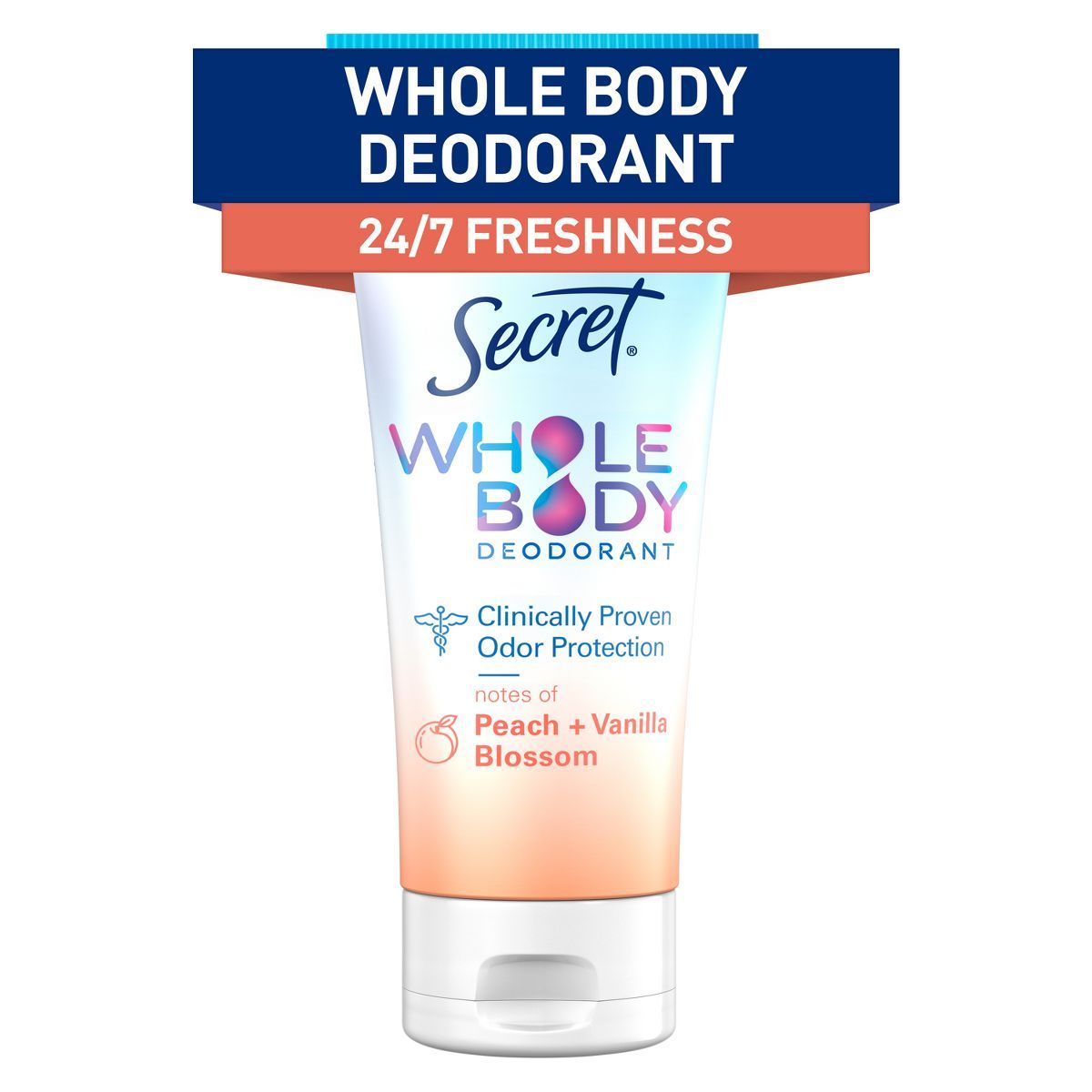 Secret Whole Body Aluminum Free Deodorant Clear Cream - Peach & Vanilla - 3.0oz | Target