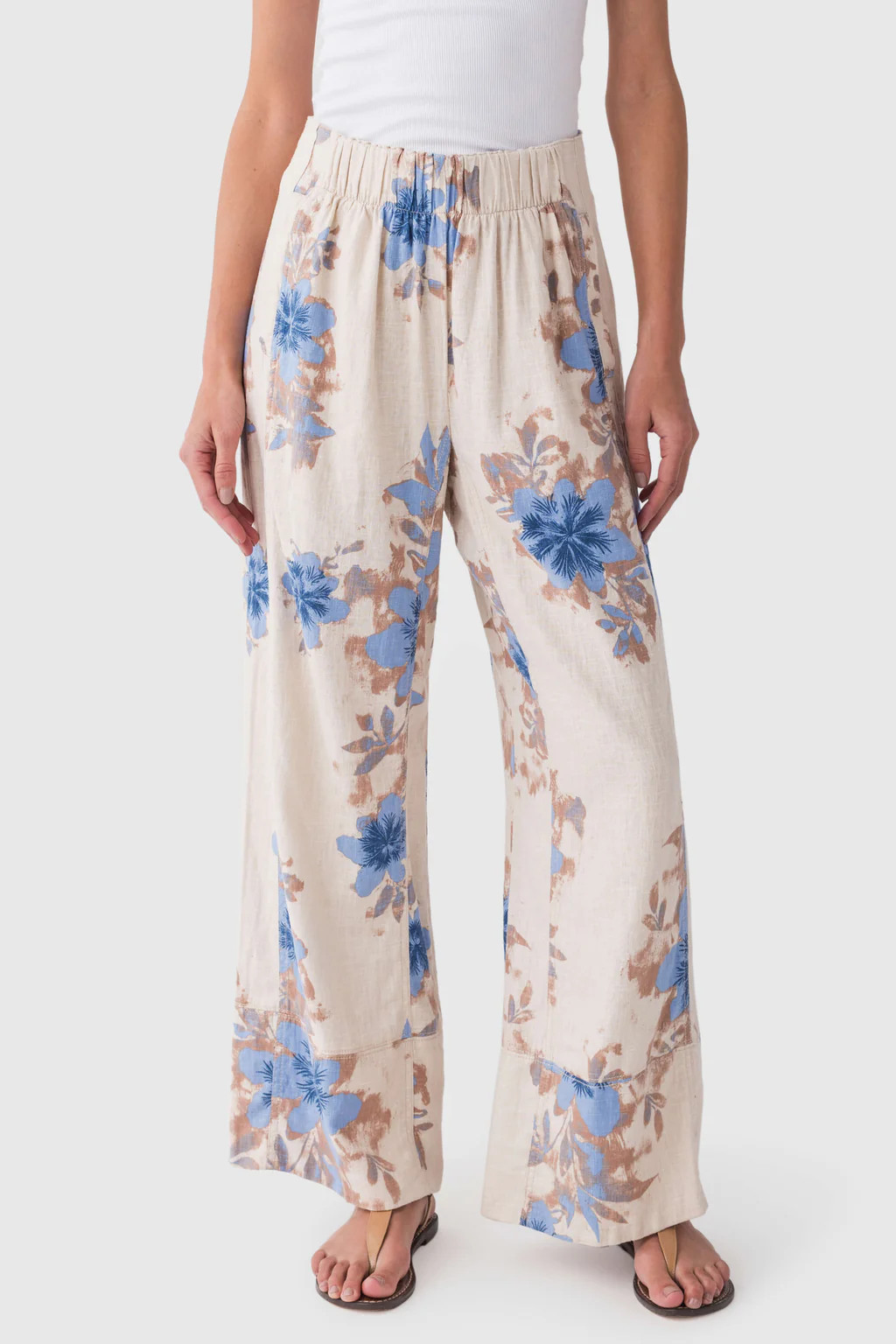 Free People Days End Printed Linen Pull On Pants | Social Threads