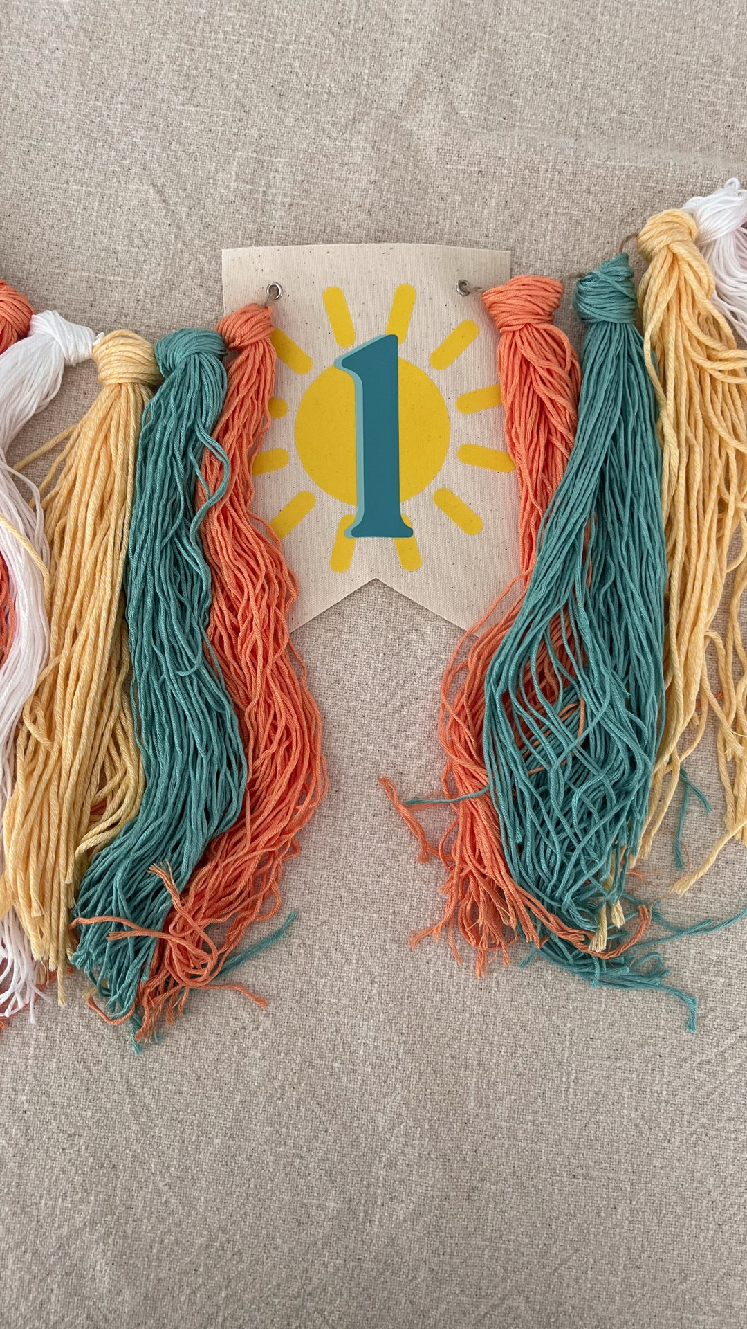 DIY first birthday high chair banner 🧡🩵 💛🤍

#LTKBaby #LTKParties #LTKFamily