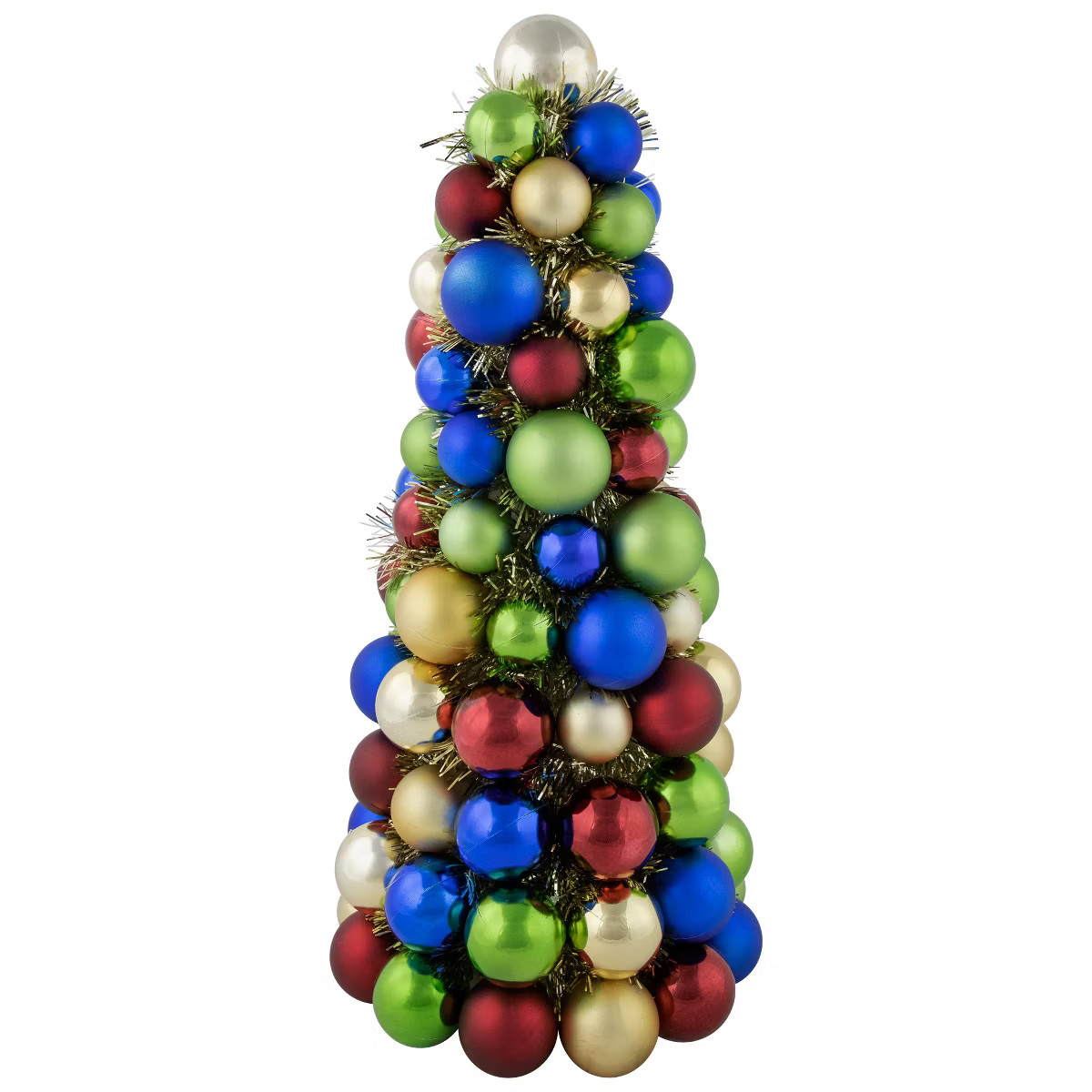 Northlight Shatterproof Ball Christmas Tree with Tinsel - 15.75" - Multicolor | Target