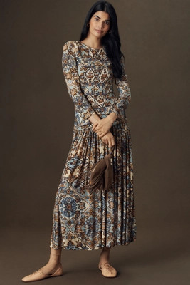 Farm Rio Winter Tapestry Ruched Maxi Dress | Anthropologie (US)