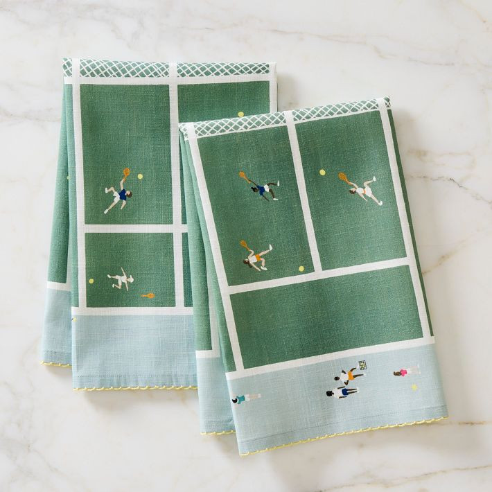 Embroidered Tennis Tea Towel (Set of 2) | West Elm (US)