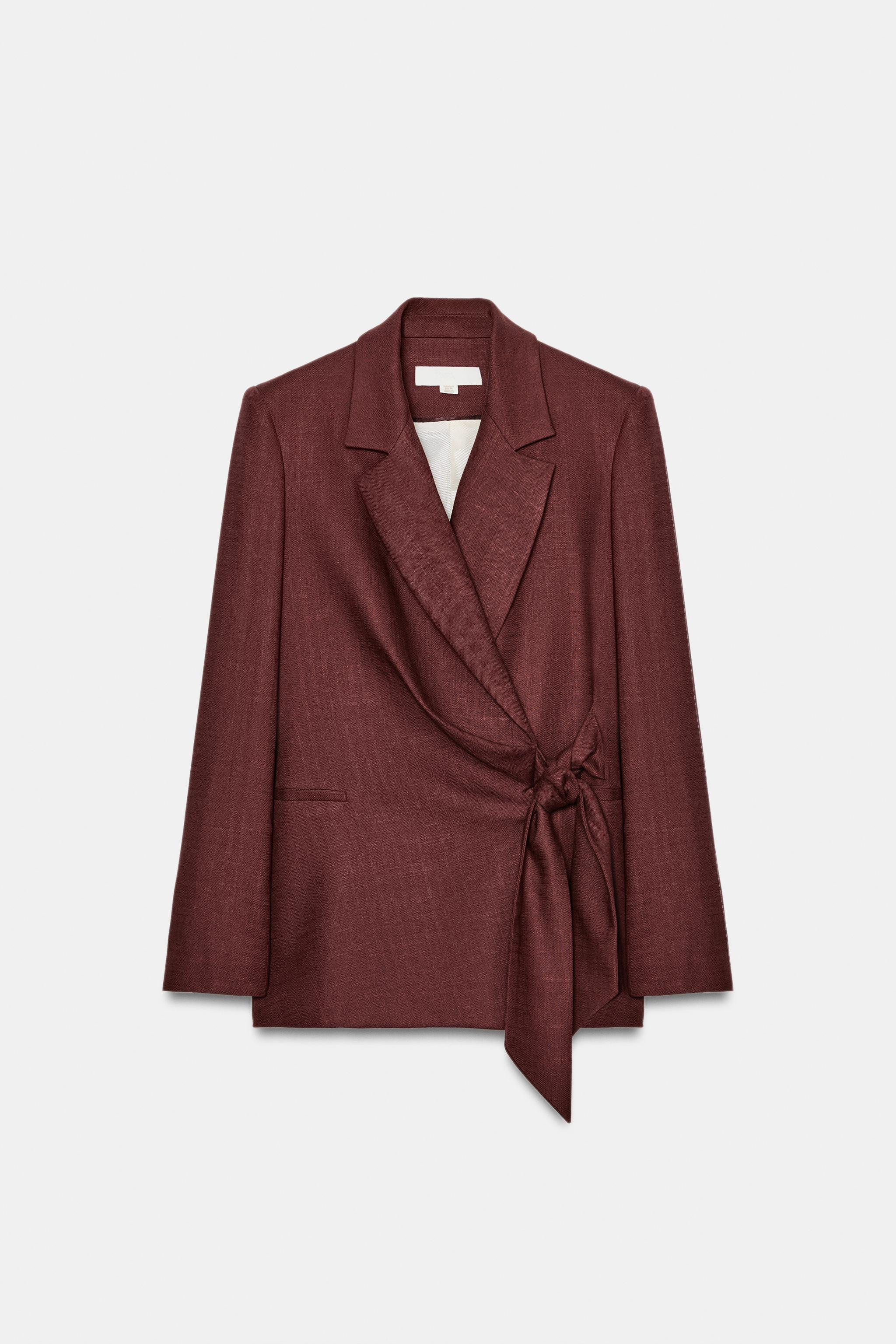 LINEN BLEND TIE-WAIST DOUBLE-BREASTED BLAZER SET | Zara US