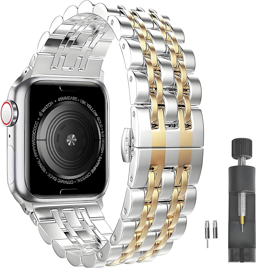 Luxury Stainless Steel Band Compatible with Apple Watch Ultra 3/2/1 (49mm) & Series 11 10 9 8-1 S... | Amazon (US)