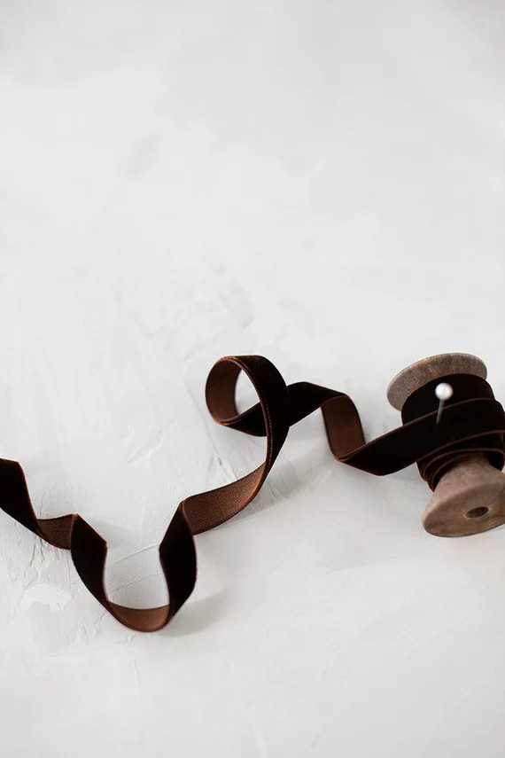 Chocolate Brown Japanese Rayon Velvet Ribbon • 1/8" • 1/4" • 3/8" • 1/2" • 3/4" • 1" ... | Etsy (US)