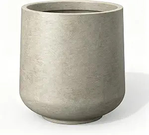Kante Round Concrete Planter, 13" Tall Modern Pot for Home Decor Buff | Lightweight Cement Draina... | Amazon (US)
