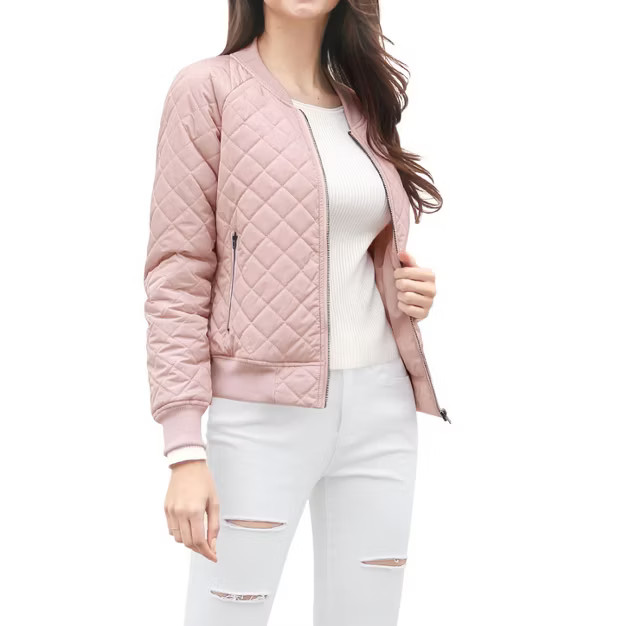 Allegra K Women's Quilted Raglan Sleeves Zip Up Bomber Jacket | Target