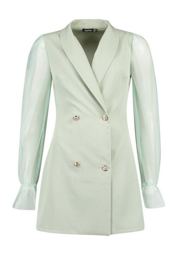 Organza Sleeve Button Detail Blazer Dress | Boohoo.com (US & CA)