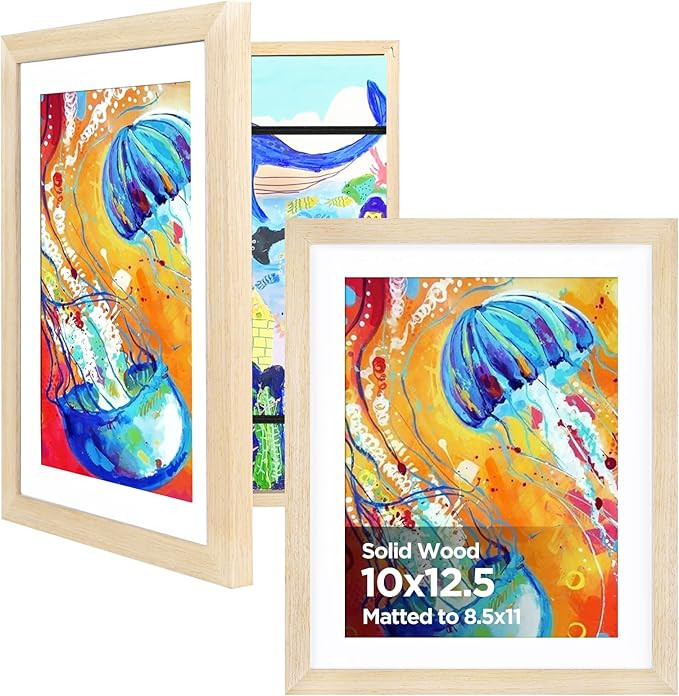 KINLINK 10x12.5 Kids Art Frame Set of 2, Solid Wood Artwork Frame Changeable With Acrylic Front O... | Amazon (US)