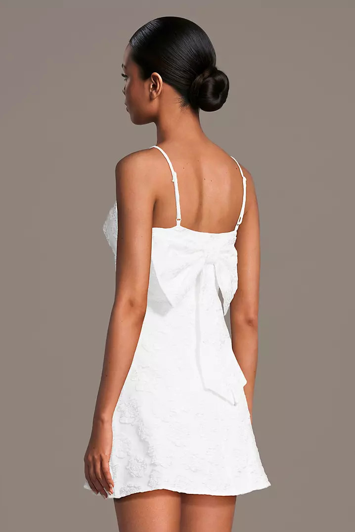 Floral Textured Mini Dress with Bow Back | David's Bridal