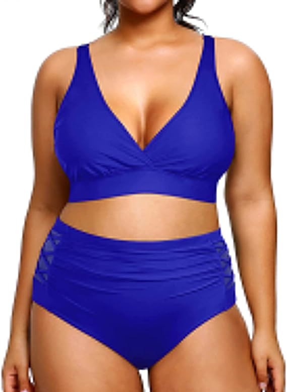 Yonique Womens Plus Size Bikini High Waisted Swimsuits Two Piece Bathing Suits Tummy Control Swim... | Amazon (US)